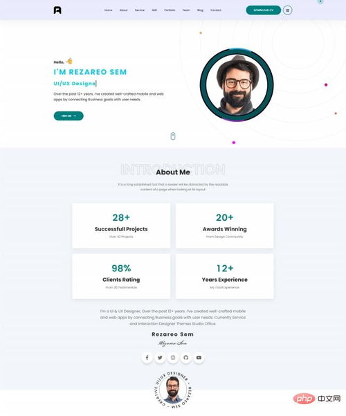 資深創(chuàng)意設(shè)計開發(fā)師簡歷網(wǎng)頁模板免費下載 前端模板 php中文網(wǎng)源碼